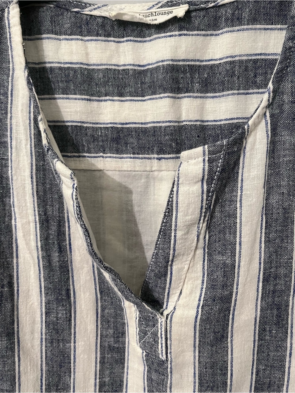 beachlunchlounge Sleeveless Navy and White Striped Cotton Linen Dress Sz S - Picture 4 of 9